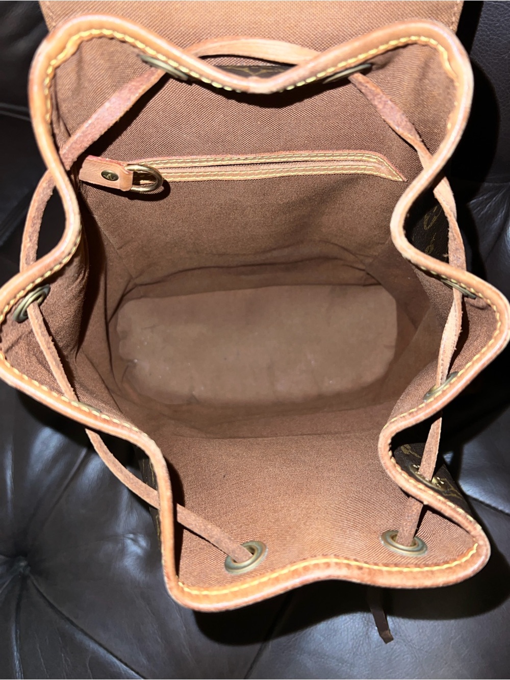 Louis Vuitton Monogram Montsouris backpack Bag - Brown with Tan Trim - Picture 2 of 6